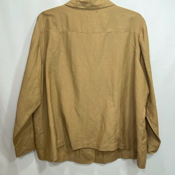 Ashley Stewart Burnt Orange Linen Unlined Jacket - Picture 2 of 7